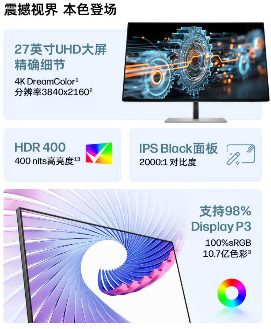 惠普7 Pro系列727PK显示器开启预约 4999元 中高端配置拉满